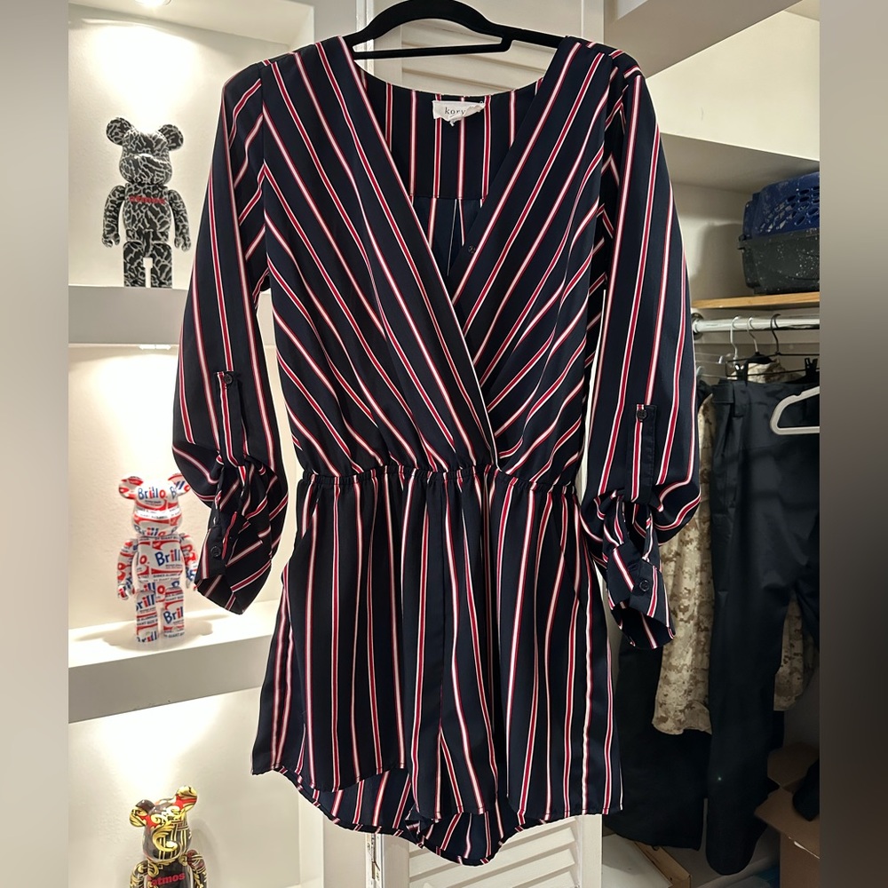 Korye striped romper with pockets